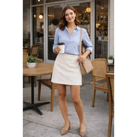 Free People Faux White Leather Mini Skirt Size 12 New With Tags - Picture 8 of 10